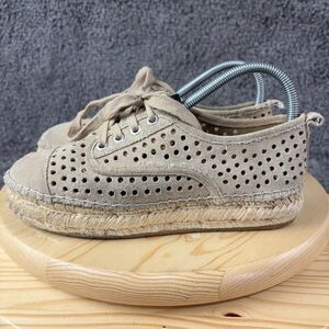 J/Slides Riley Espadrille Shoe Womens Size 7.5 Beige Suede Perforated Sneakers